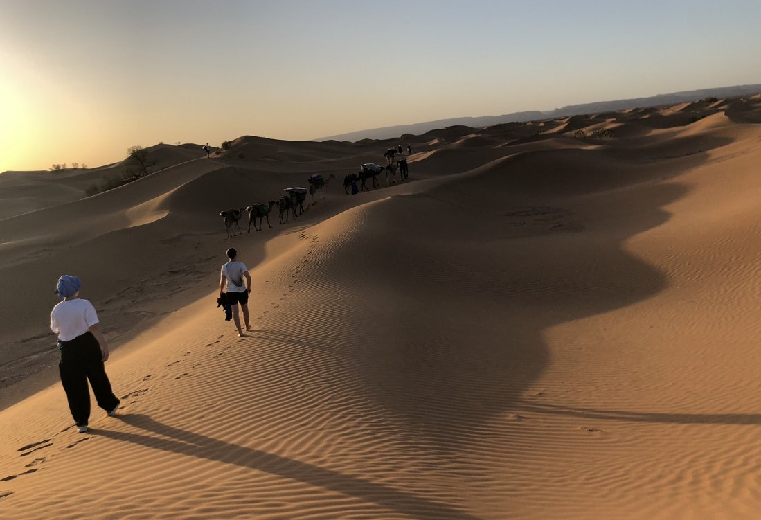 Camel trekking Morocco desert
